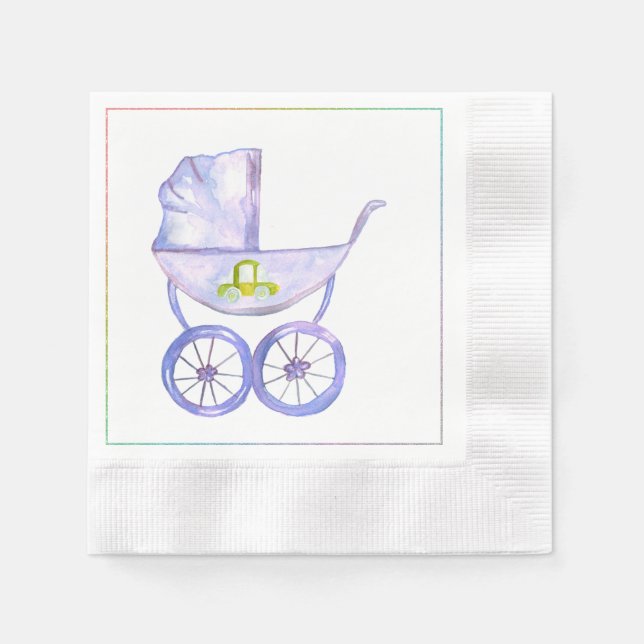 Pastel Lavender Baby Carriage Napkins Serviette (Vorderseite)