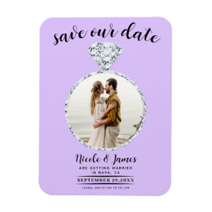 Pastel Lavender Diamond Ring Blende Save the Date Magnet