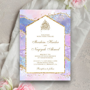 Pastel Lavender Gold Marble Arch Muslime Hochzeit Einladung