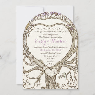 Pastel Lavender Lilac Boho Heart Shaped Tree Einladung