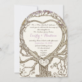 Pastel Lavender Lilac Plum Boho Heart Shaped Einladung