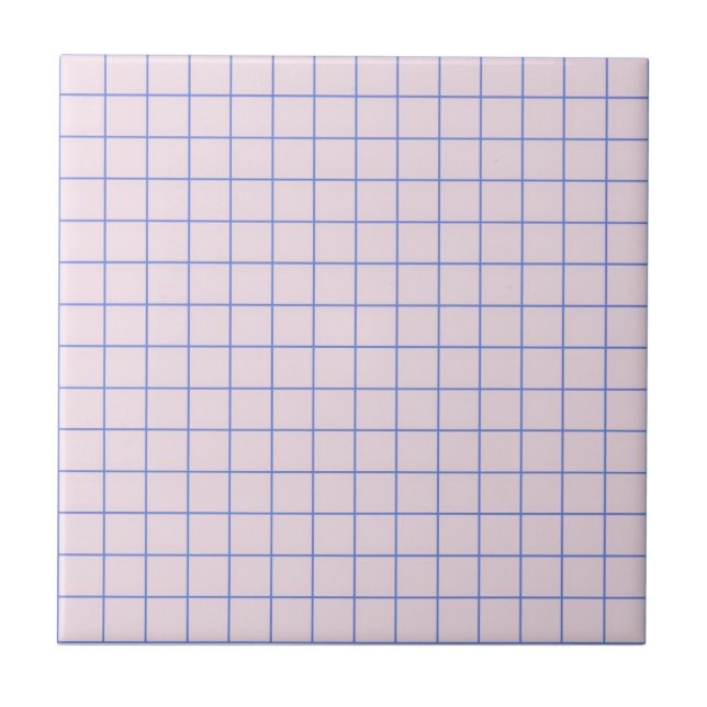Pastel Lavender & Navy Blue Checkered Muster Fliese (Vorderseite)