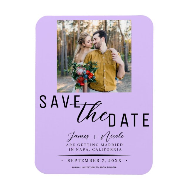 Pastel Lavender Save the Date Foto Wedding Magnet (Vertikal)