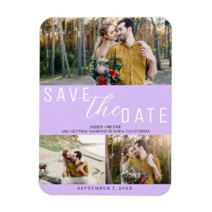 Pastel Lavender Save the Date Hochzeit 3 Fotos Magnet