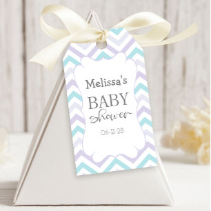 Pastel Lavender und Aqua Zig Zag Baby Geschenkanhänger