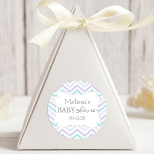 Pastel Lavender und Aqua Zig Zag Baby Runder Aufkleber