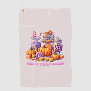 Pastel Leckereien Parade - Niedlich Candy & Pumpki Golfhandtuch