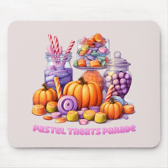 Pastel Leckereien Parade - Niedlich Candy & Pumpki Mousepad (Vorne)