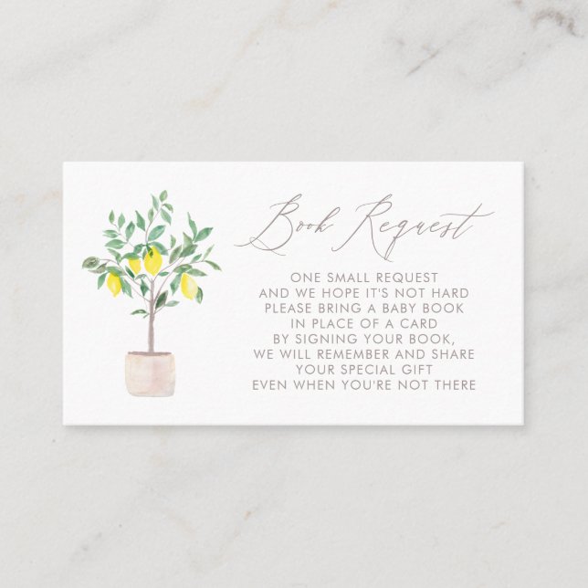 Pastel Lemon Tree Babydusche Buchungskarte Platzkarte (Vorderseite)