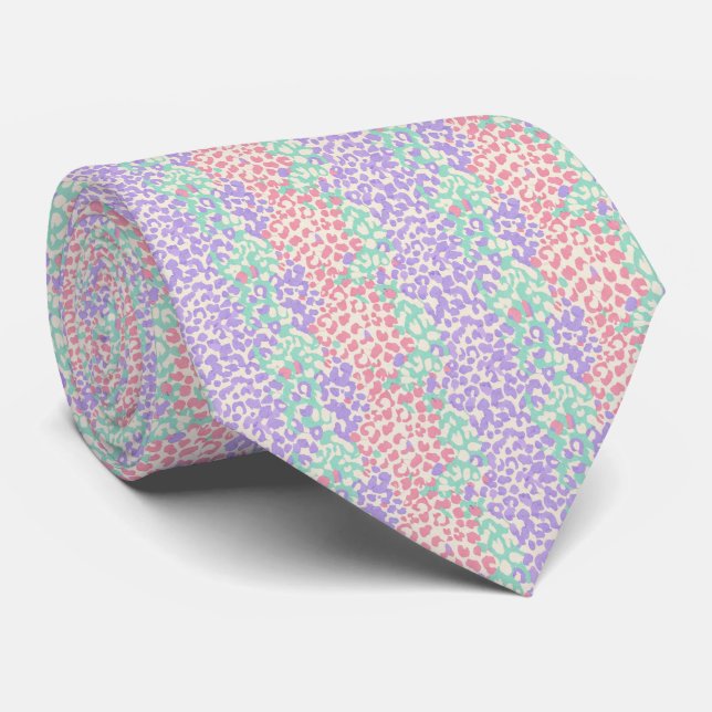Pastel Leopard Animal Print Pattern Krawatte (Gerollt)