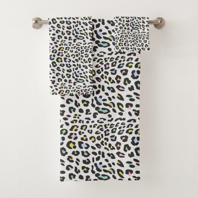 Pastel Leopard Spot Pattern Badhandtuch Set (Insitu)