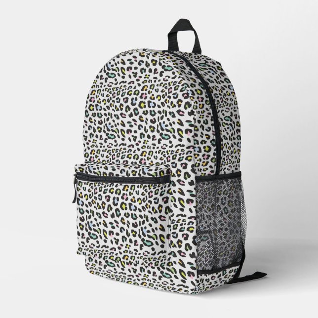 Pastel Leopard Spot Pattern Bedruckter Rucksack (Rückseitige Ecke Rechts)