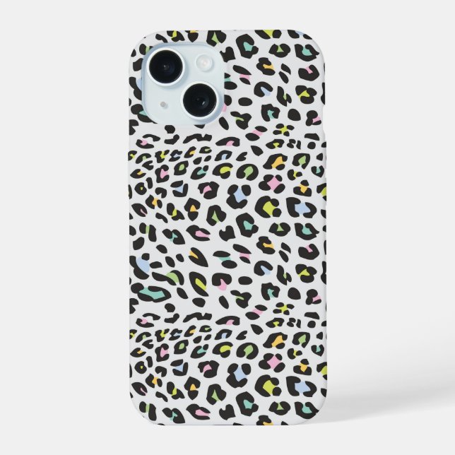 Pastel Leopard Spot Pattern iPhone 15 Hülle (Rückseite)