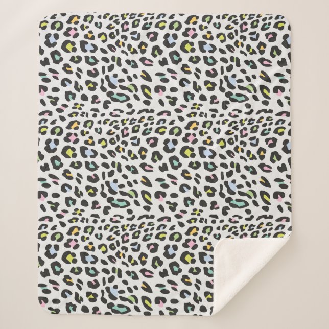 Pastel Leopard Spot Pattern Sherpadecke (Vorderseite)