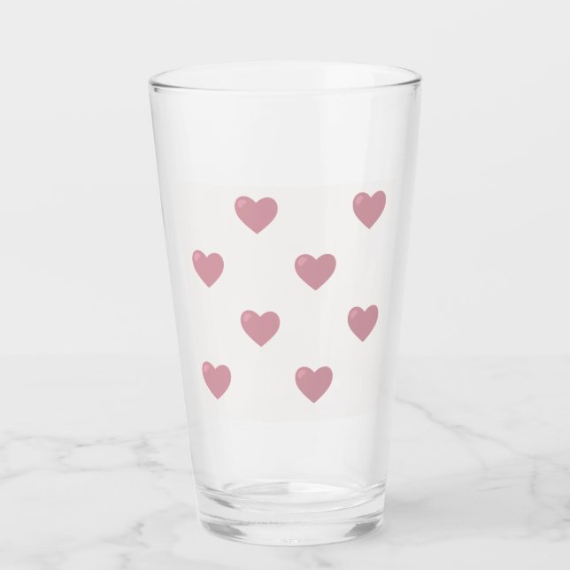 Pastel Liebe Hearts Glas (Vorderseite)