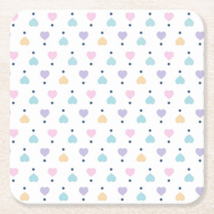 Pastel Liebe Herzmuster Rechteckiger Pappuntersetzer