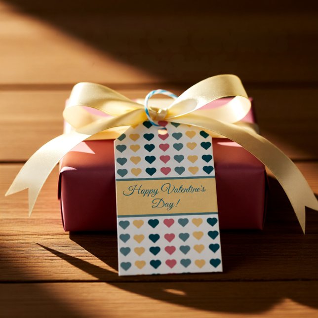 Pastel Liebende Herzen Geschenkanhänger (Pastel Heart Pattern Valentine’s Gift Tags)