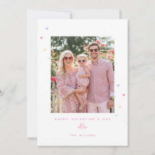 Pastel-Liebesherzen Frohe Valentinstag Fotokarte Feiertagskarte