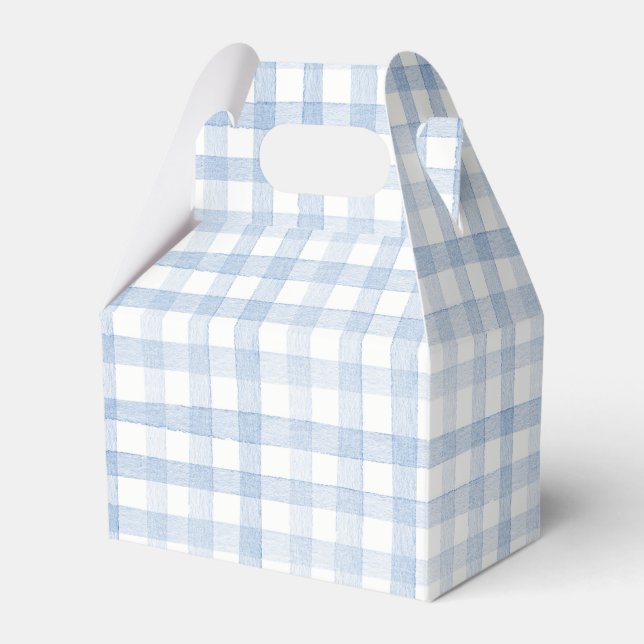 Pastel Light Blue Gingham Plaid Geschenkschachtel (Vorderseite)
