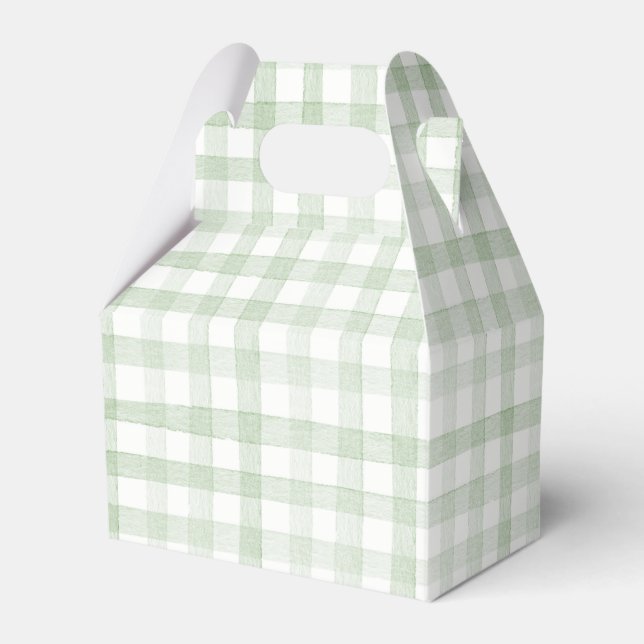 Pastel Light Green Gingham Plaid Geschenkschachtel (Vorderseite)