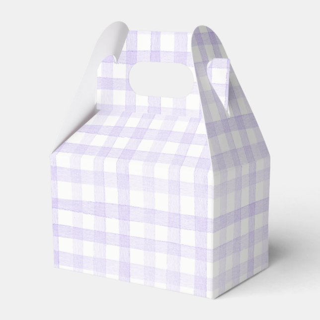 Pastel Light Lila Lilac Gingham Karo Kariert Geschenkschachtel (Vorderseite)