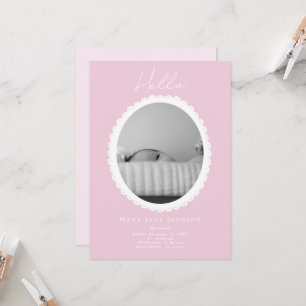 Pastel Light Pink Baby Announction Card Karte
