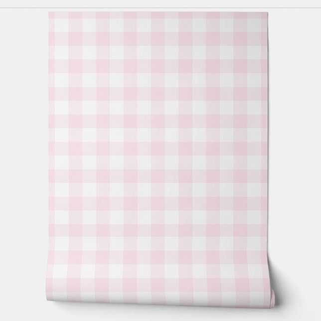Pastel Light Pink Check Green Buffalo Plaid Tapete (Abrollen)