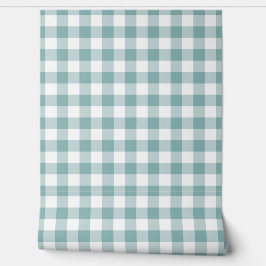Pastel Light Teal Gingham Check Buffalo Plaid Tapete