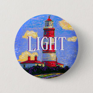 Pastel Lighthouse und Lavendel Fields & your Text Button