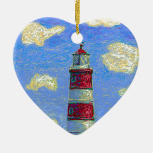 Pastel Lighthouse und Lavenderfelder Keramikornament
