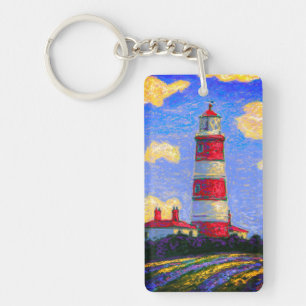 Pastel Lighthouse und Lavenderfelder Schlüsselanhänger