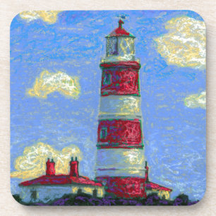 Pastel Lighthouse und Lavenderfelder Untersetzer