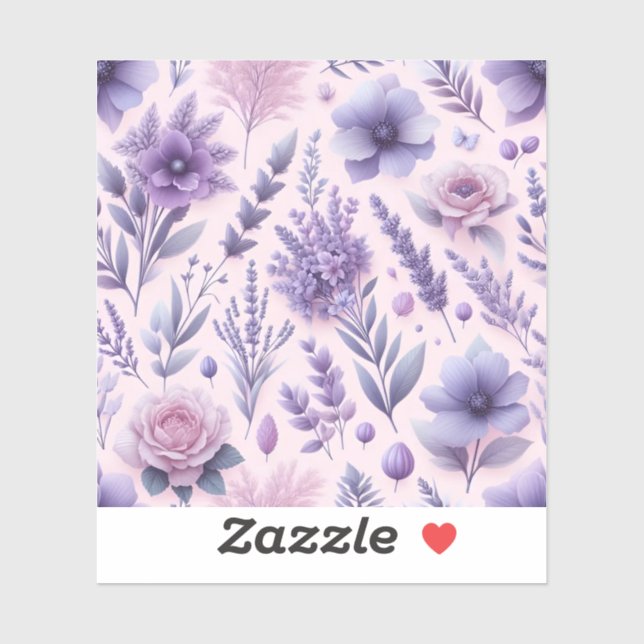Pastel Lila ästhetische Lavender Blume Aufkleber (Blatt)