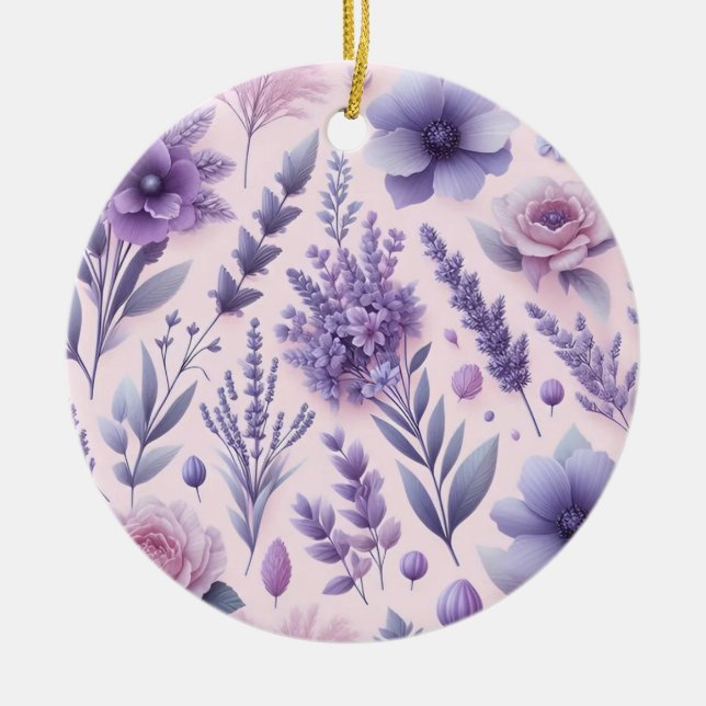 Pastel Lila ästhetische Lavender Blume Keramik Ornament (Vorne)