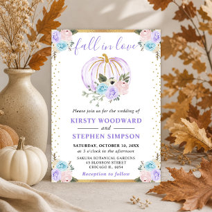 Pastel Lila & Blue Floral Pumpkins Hochzeit im Her Einladung