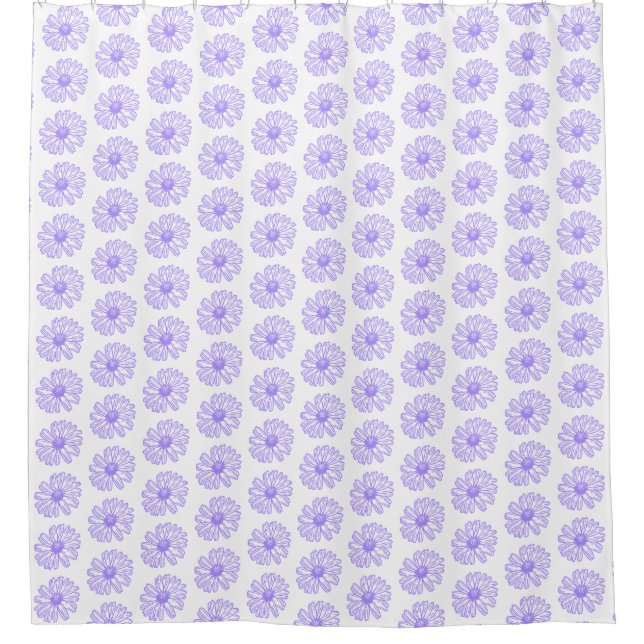 Pastel Lila Daisy Blume Print, Hippie Floral Duschvorhang (Vorderseite)
