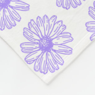 Pastel Lila Daisy Blume Print, Hippie Floral Fleecedecke