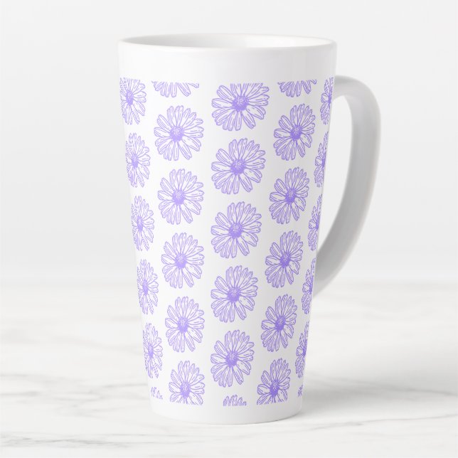 Pastel Lila Daisy Blume Print, Hippie Floral Milchtasse (Rechte Ecke)