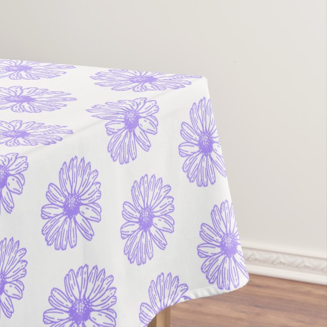 Pastel Lila Daisy Blume Print, Hippie Floral Tischdecke (Beispiel)