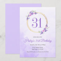 Pastel Lila Floral Goldener Kranz 31. Geburtstag