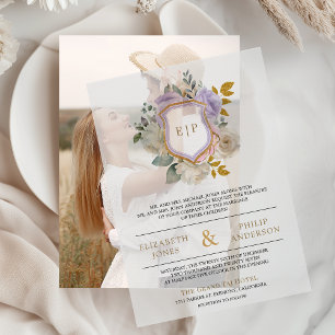 Pastel Lila Floral Monogram Wappen Wedding