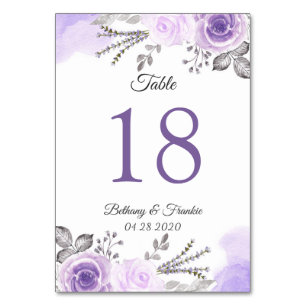 Pastel Lila Floral Wedding Tischnummer Card