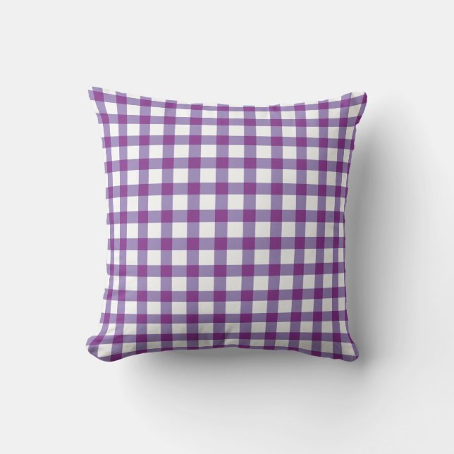 Pastel Lila Gingham Karo Pattern Kissen (Vorderseite)