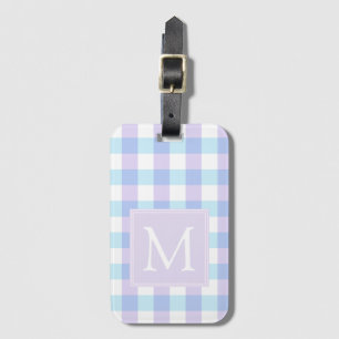 Pastel Lila Gingham Monogram Gepäckanhänger