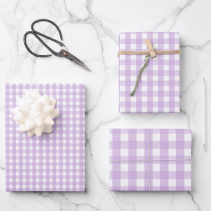 Pastel Lila Gingham Pattern Geschenkpapier Set