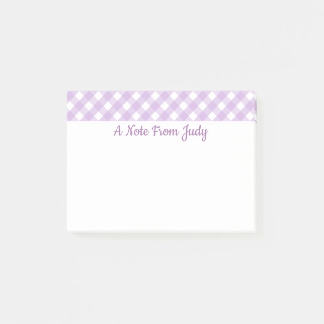 Pastel Lila Gingham Pattern Post-it Klebezettel (Vorderseite)