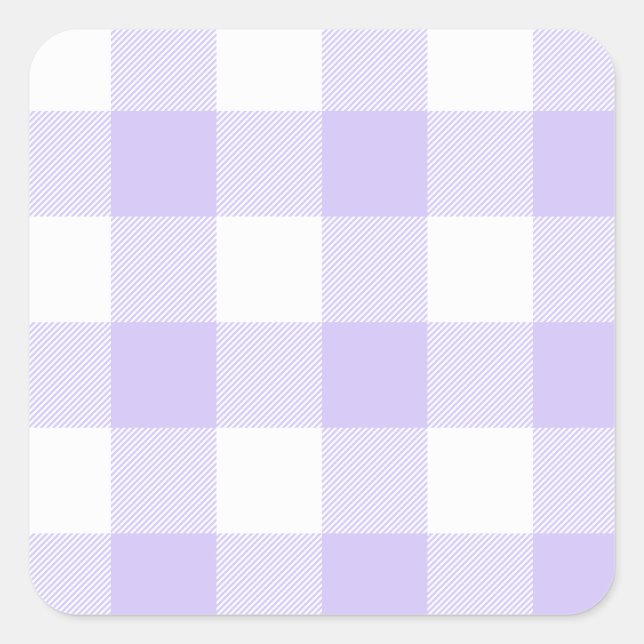 Pastel Lila Gingham Pattern Quadratischer Aufkleber (Vorderseite)