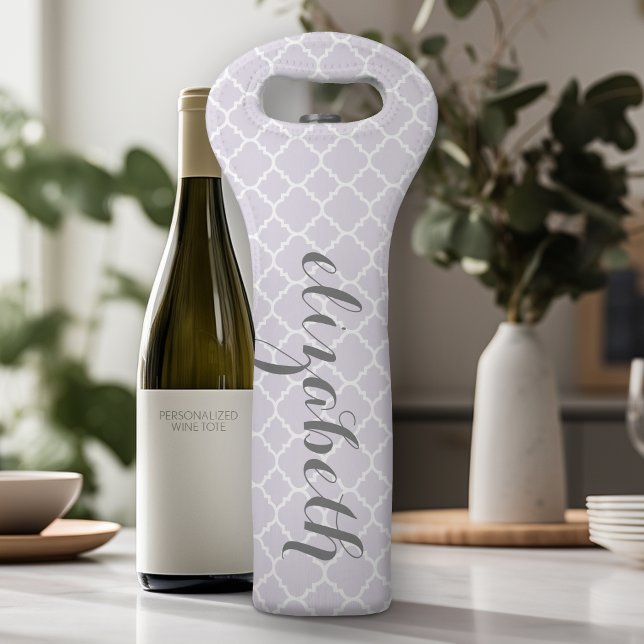 Pastel Lila Graue Quarzfolie Muster Individuelle N Weintasche (Personalized Wine Tote - Add Your Name or Customize completely in the advanced design area)