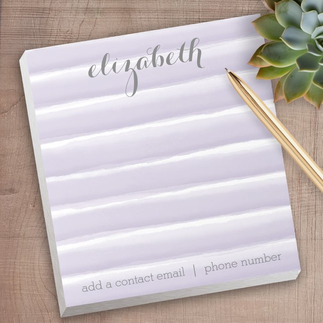 Pastel Lila & Gray Streifen FrauenOffice Suite Notizblock (Personalized notepad - great for a gift or your home office)