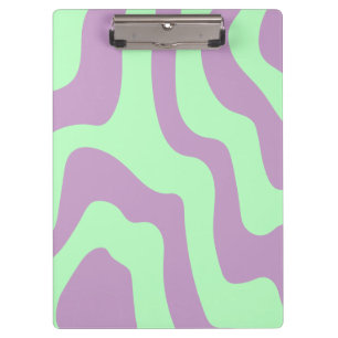 Pastel Lila Green Abstrakt Wavy Lines Klemmbrett
